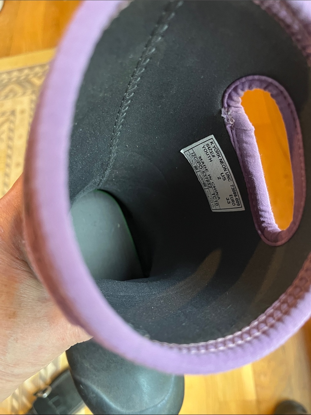 Bogs Kids Black Rain Boots with Purple Trim and Space Print - Picture 8 of 10